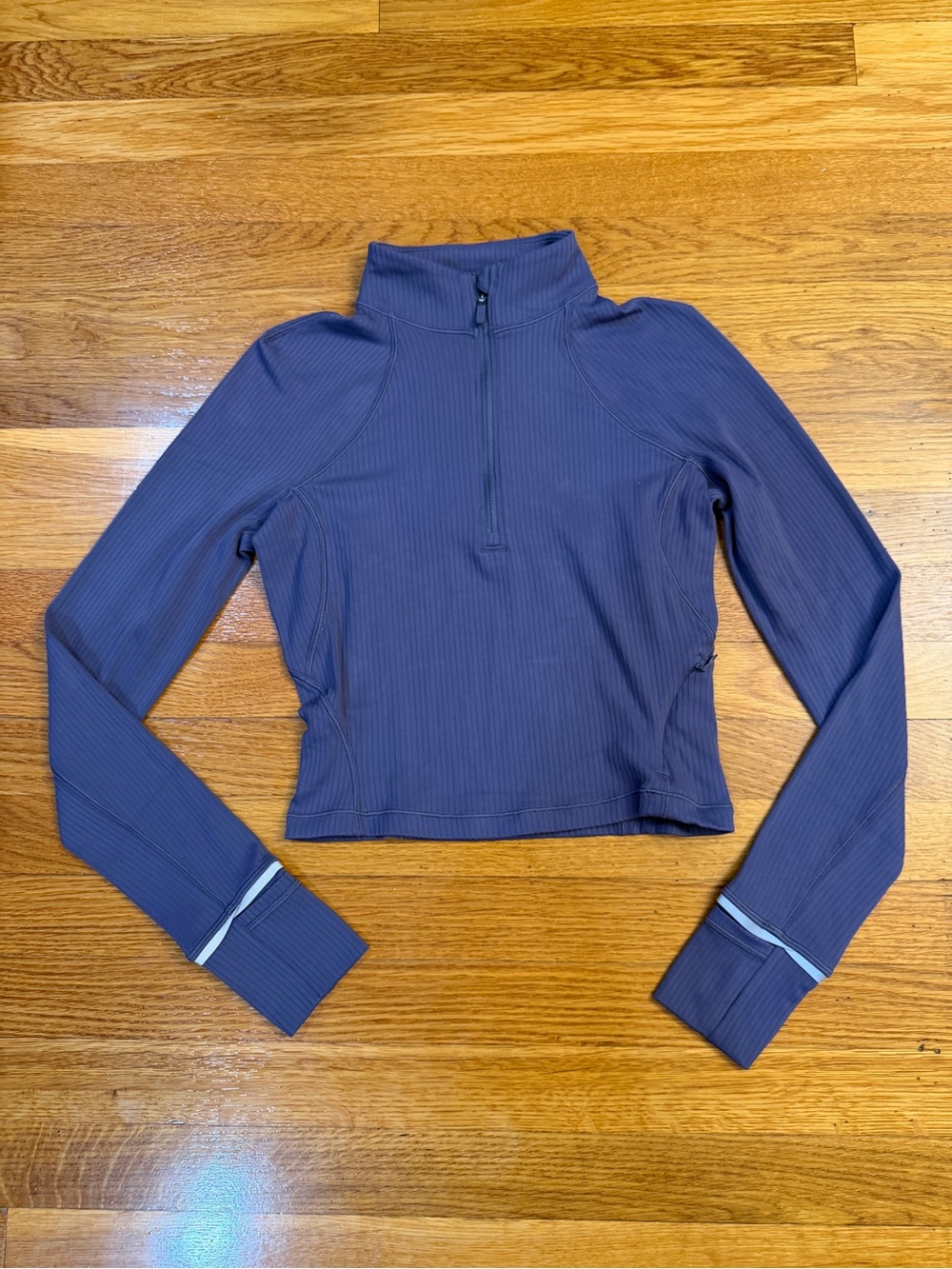 Lululemon Its Rulu Ribbed Cropped Half Zip Nightfall (Pale Purple) - Size 4